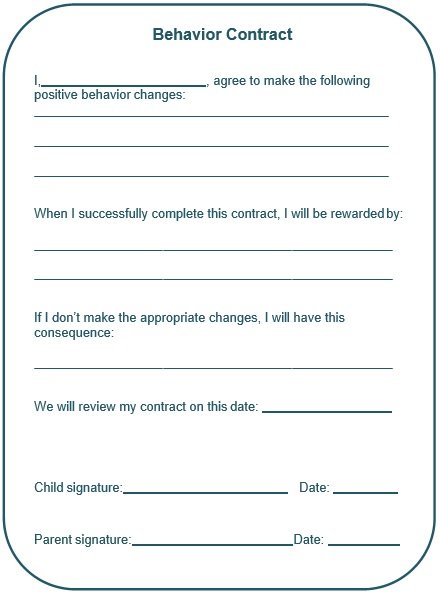 Free Behavior Contract Templates Examples Ms Word Best Collections