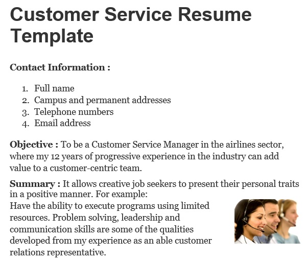 free customer service resume template 10