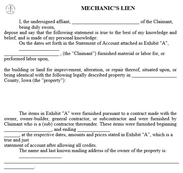 free mechanics lien form 6