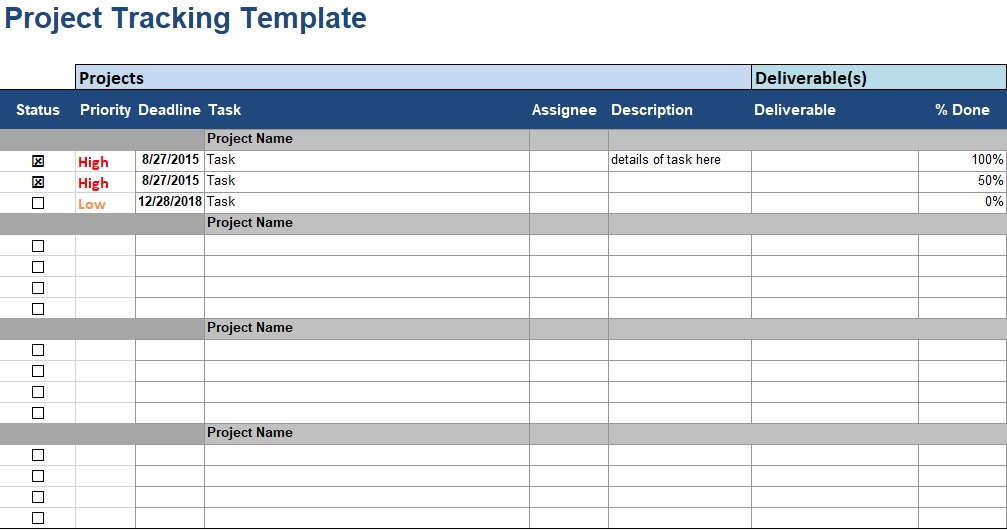 free multiple project tracking template