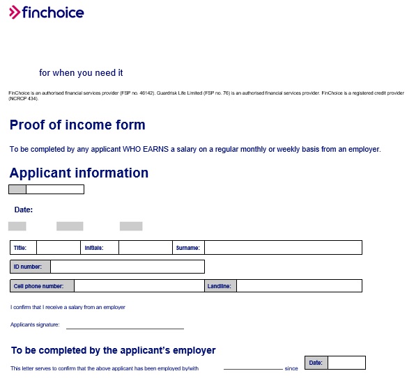 free proof of income form