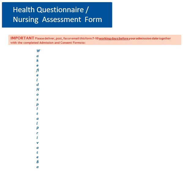 health assessment questionnaire form