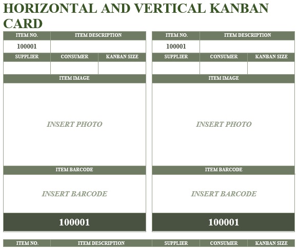 horizontal and vertical kanban card template