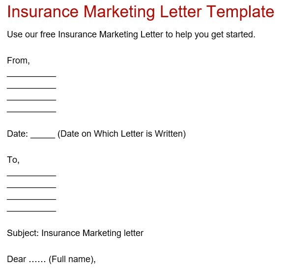 insurance marketing letter template