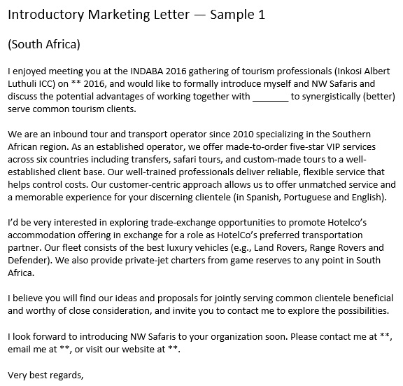 introduction marketing letter