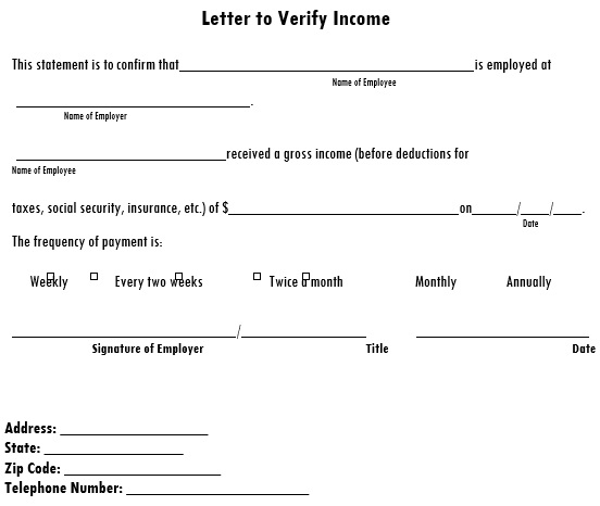 letter to verify income