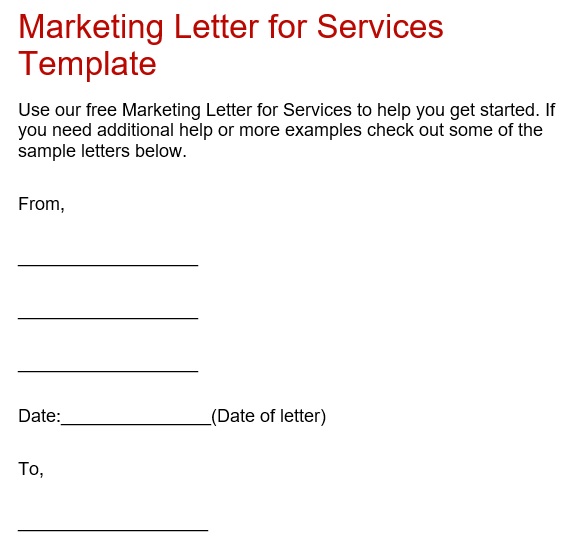 marketing letter for services template