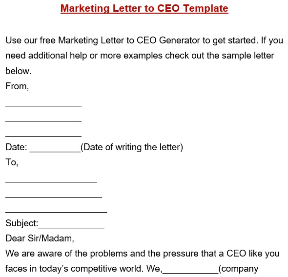 marketing letter to ceo template