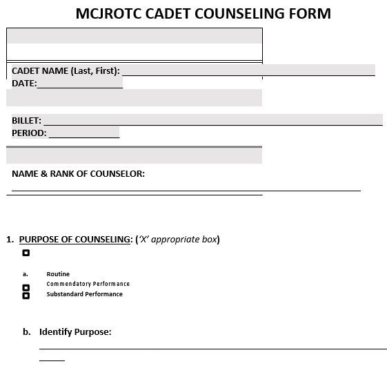 mcjrotc cadet counseling form