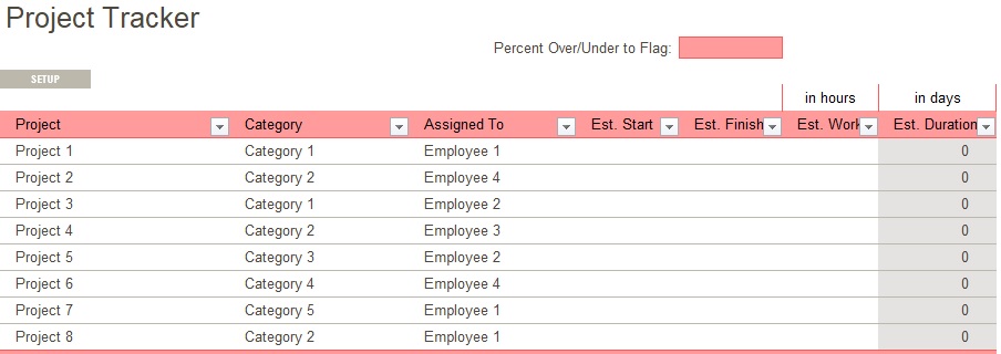 multiple project tracking template excel