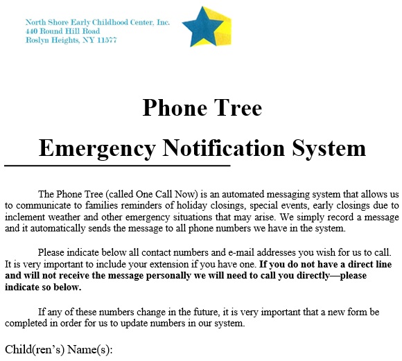 phone tree emergency notification system template