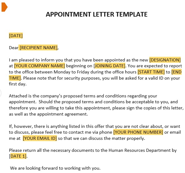 printable appointment letter 5