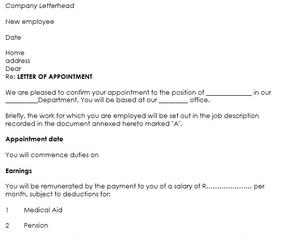 printable appointment letter 6