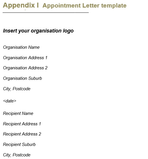 printable appointment letter template