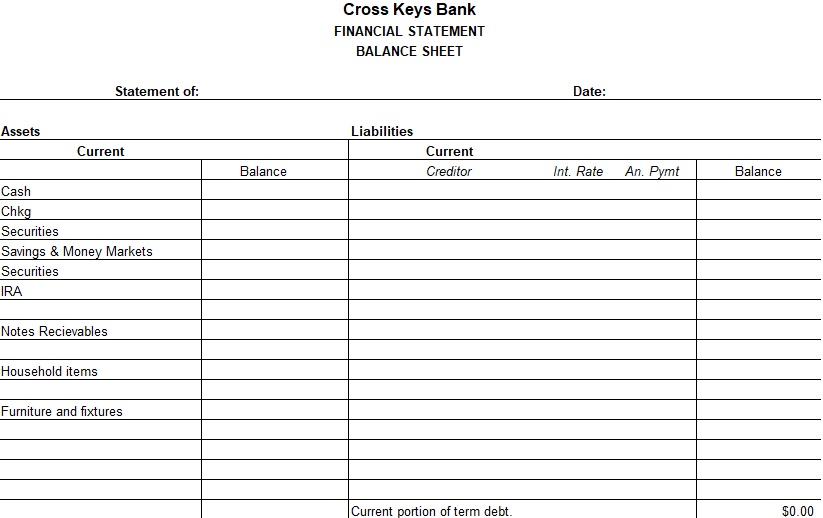 printable financial statement template