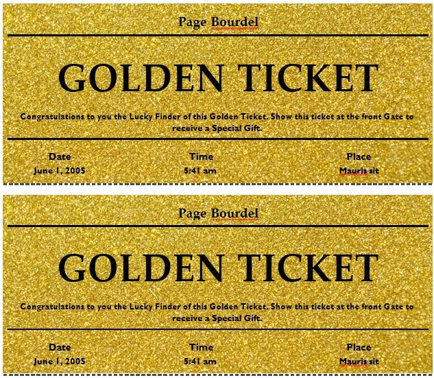 Printable Golden Ticket Templates Word PDF Best Collections