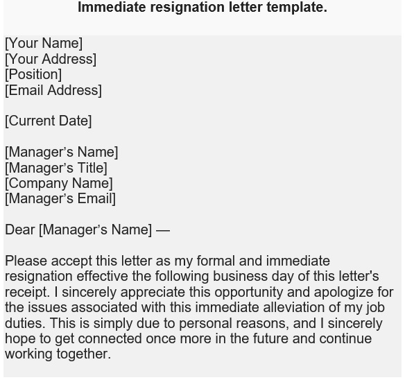 printable immediate resignation letter 7