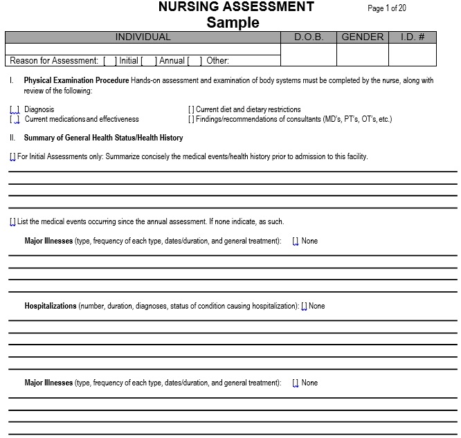 printable nursing assessment form 6