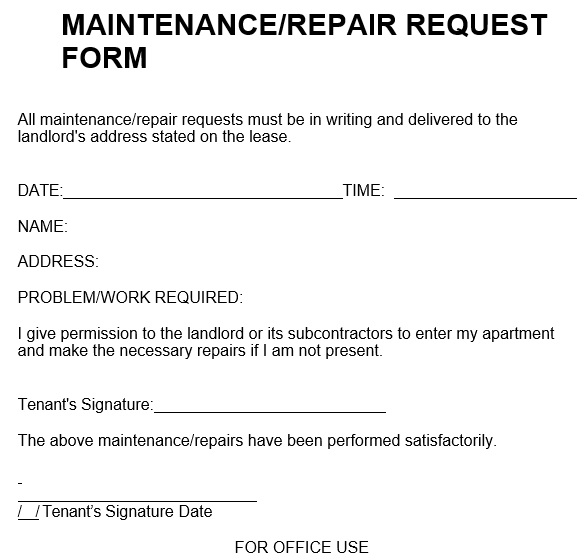 repair request form