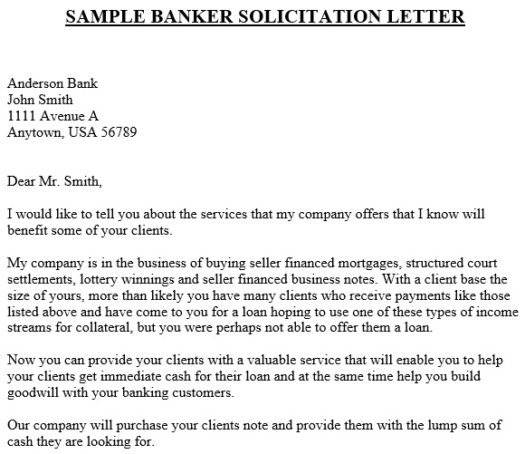 sample banker solicitation letter