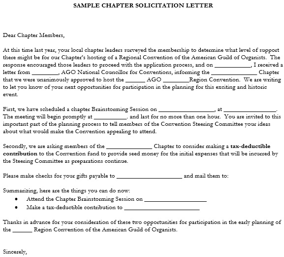 sample chapter solicitation letter