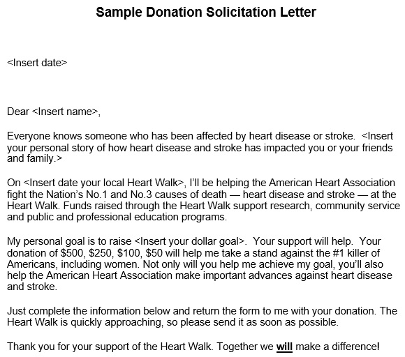 sample donation solicitation letter