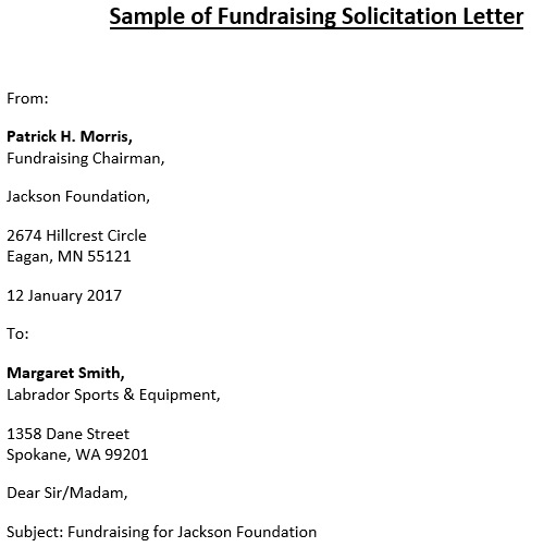 sample fundraising solicitation letter