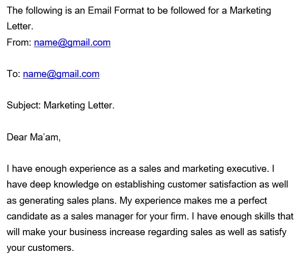 sample marketing letter 1
