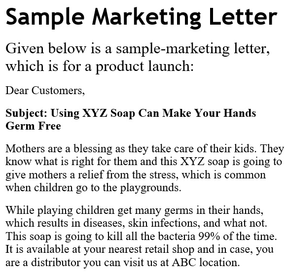 sample marketing letter 3