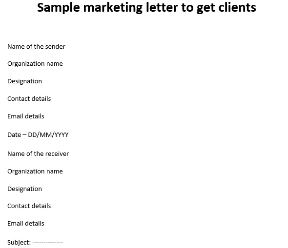 sample marketing letter to get clients