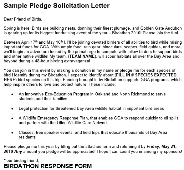 sample pledge solicitation letter