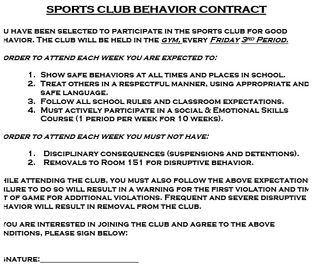 sports club behavior contract template