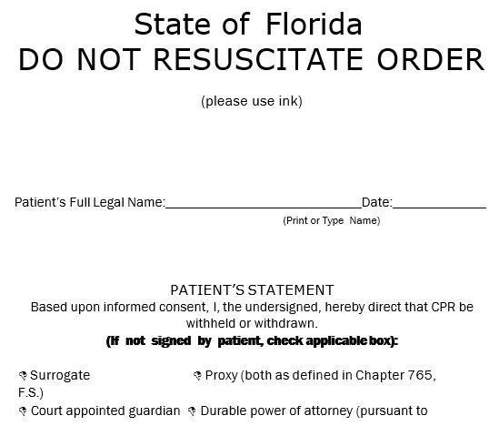 state of florida do not resuscitate order form