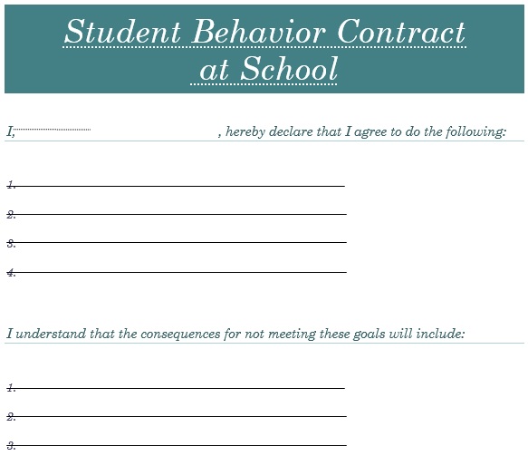 student behavior contract at school