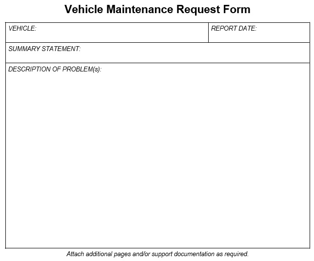 vehicle maintenance request form