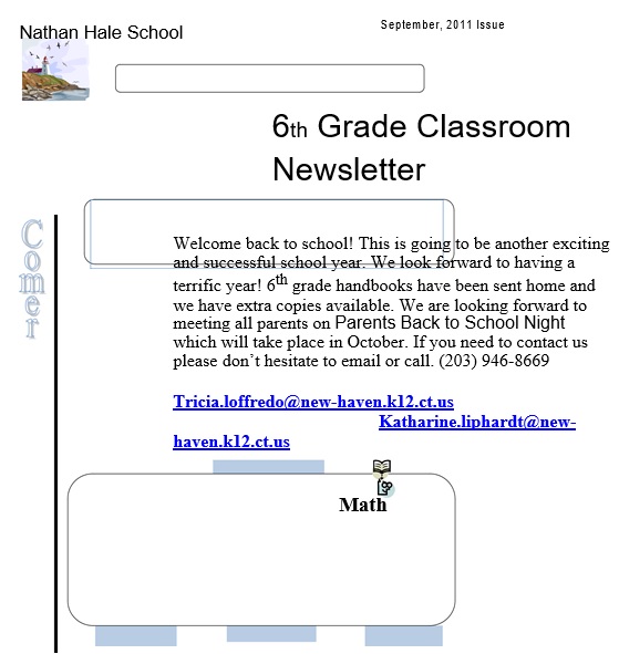 6th grade classroom newsletter template