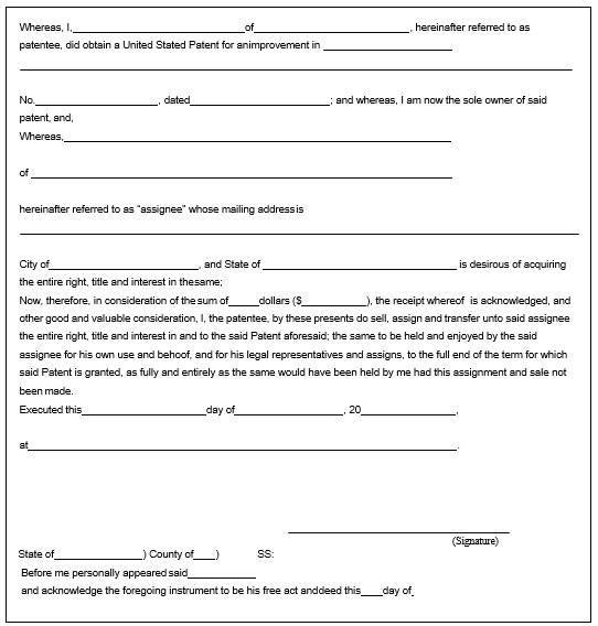 assignment of patent application form