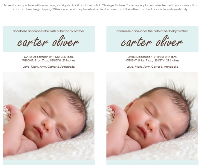 baby brother birth announcement template