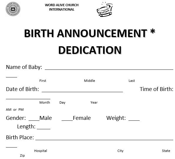 birth announcement dedication template