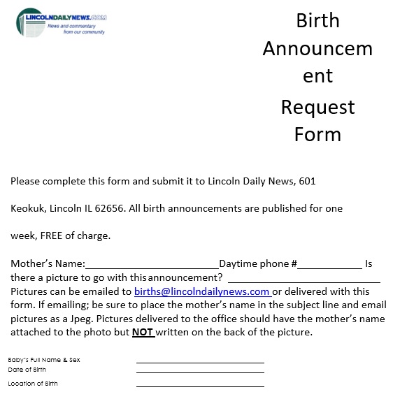 birth announcement request form