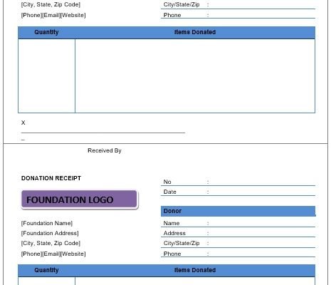 blank non profit donation receipt template