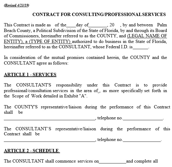 contract for consulting professional services