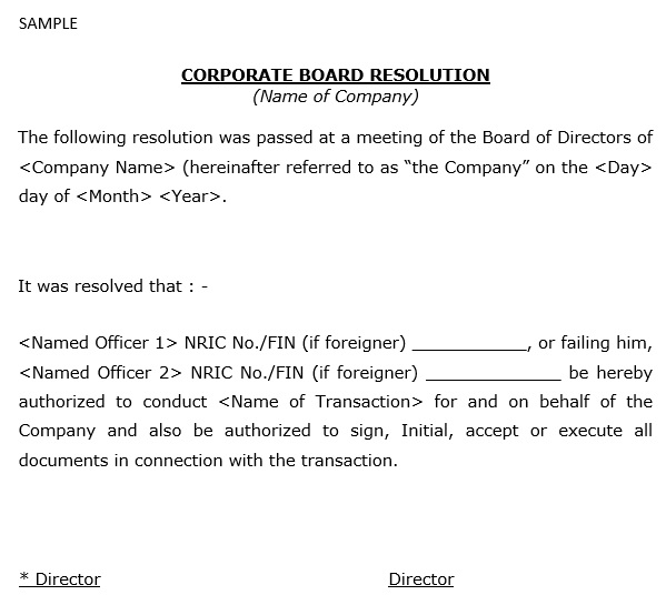 corporate board resolution form