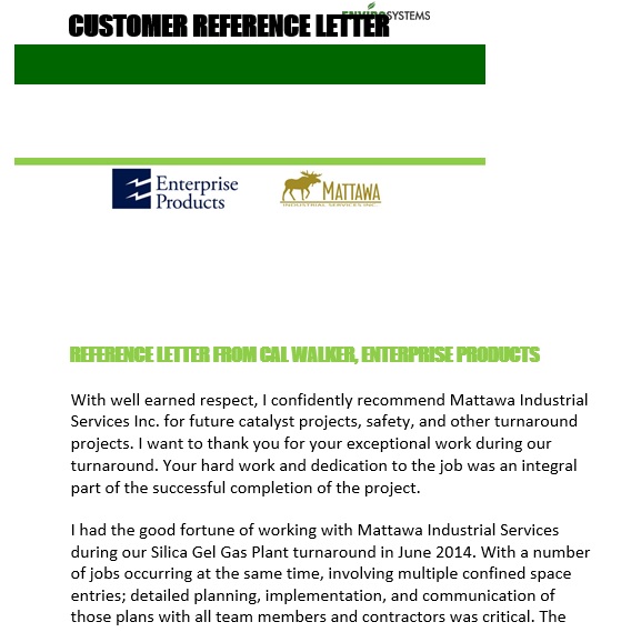 customer reference letter