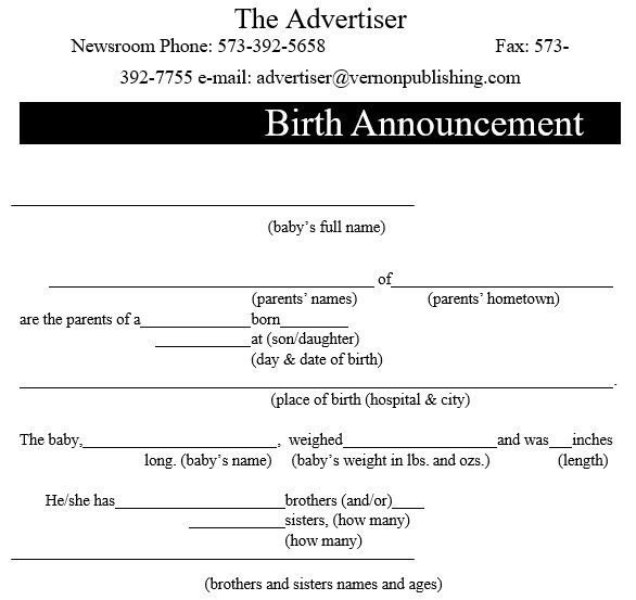 free birth announcement template 6