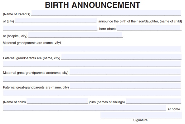 free birth announcement template 7
