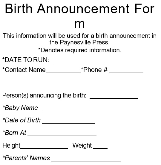 free birth announcement template