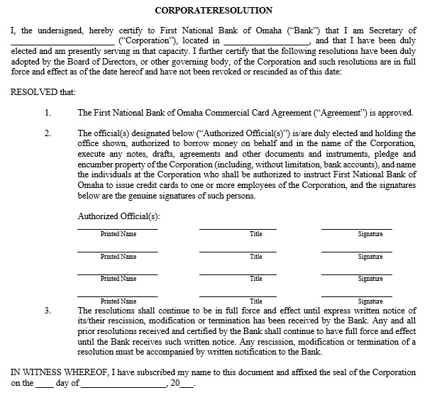 free corporate resolution form 8