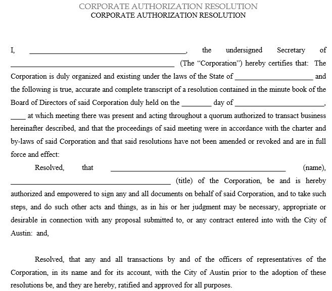 free corporate resolution form 9