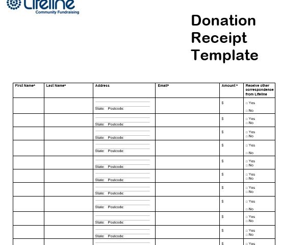 free donation receipt template 4